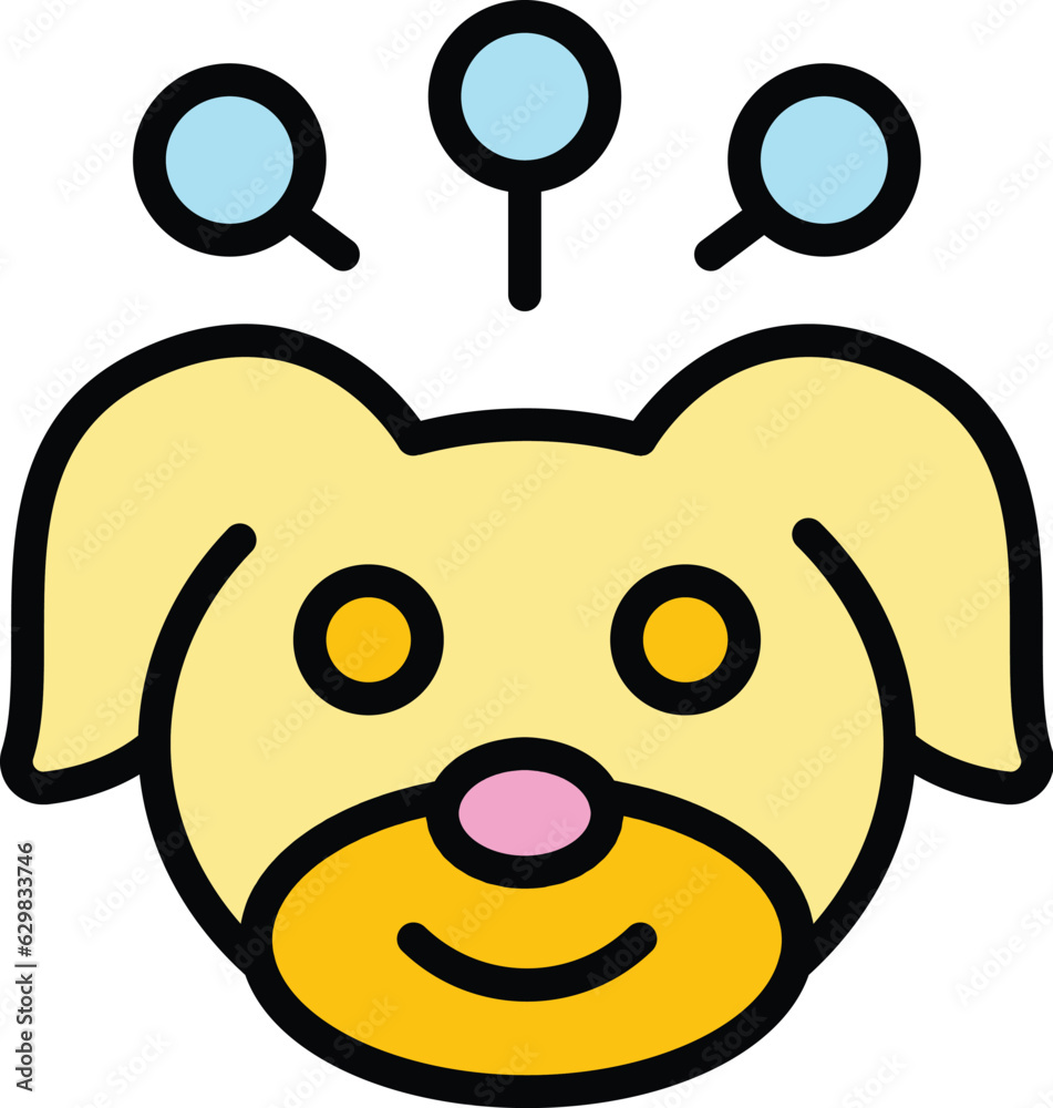 Wall mural smiling pet icon outline vector. dog spa. grooming shower color flat