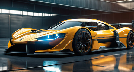 Fototapeta premium A photo of supercar on the street futuristic car with modern design