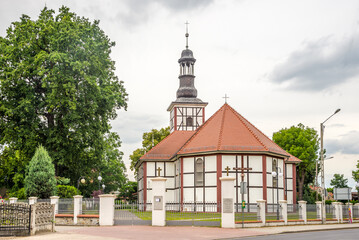 View at the Church of Saint Stanislaw in the streets of Jelcz-Laskowice - Poland