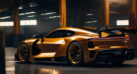Fototapeta premium A photo of supercar on the street futuristic car with modern design
