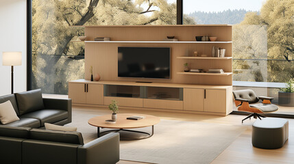 Stylish Living Room Interior Mockup, Modern Interior Design, 3D Render, 3D Illustration