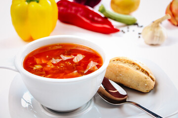 Onion soup in a stylish and luxurious restaurant