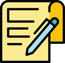 Writing paper icon outline vector. Media content. Plan website color flat