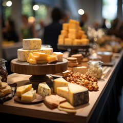 artisan cheese product display at counter