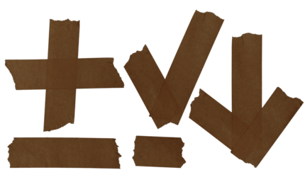 set of brown masking tape signs and strips