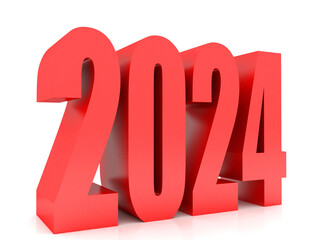 New Year 2024  ,3d rendering on white background