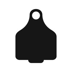 Ear tag for cattle template. Blank black identification label for farm animals. Earmark mockup for livestock isolated on white background. Vector graphic illustration