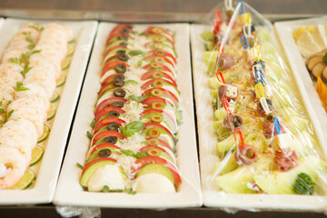 salads and sandwiches, Buffet food wrapped in clean wrap