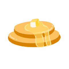 Pancakes With Butter And Honey Syrup Cartoon illustration