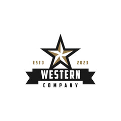 Western Country Emblem Texas Logo design in retro vintage style