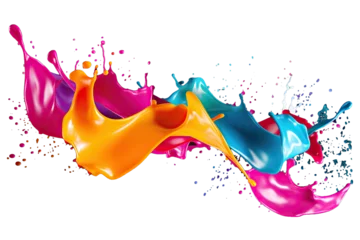 Fototapeten A vibrant and exuberant image capturing a swirling rainbow wave of colorful paint splashes. Ai Generative © Nika