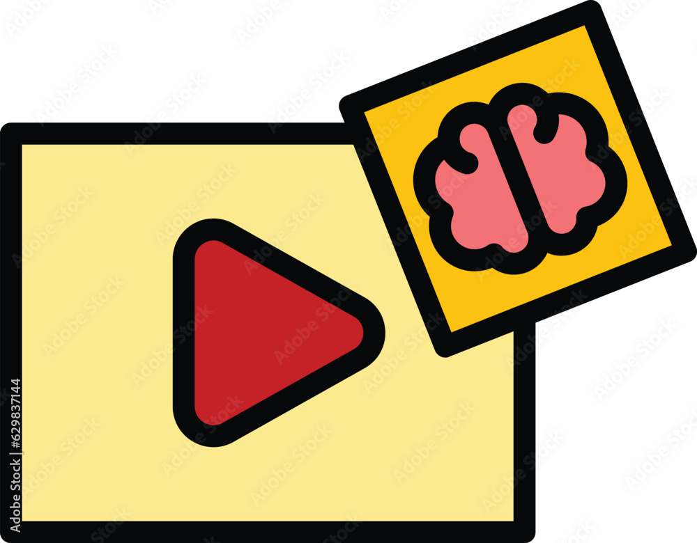 Sticker Brain media content icon outline vector. Social blog. Seo digital color flat - Stickers