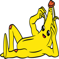 Banana Funny Vector 3d Banana Vector Fruit Darwaing Yellow Color Fruit Graphic Clothing Print Cocept Comic