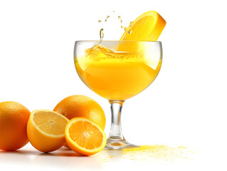 Naklejka na ściany i meble Glass of fresh orange juice on a white background. Ai Generative
