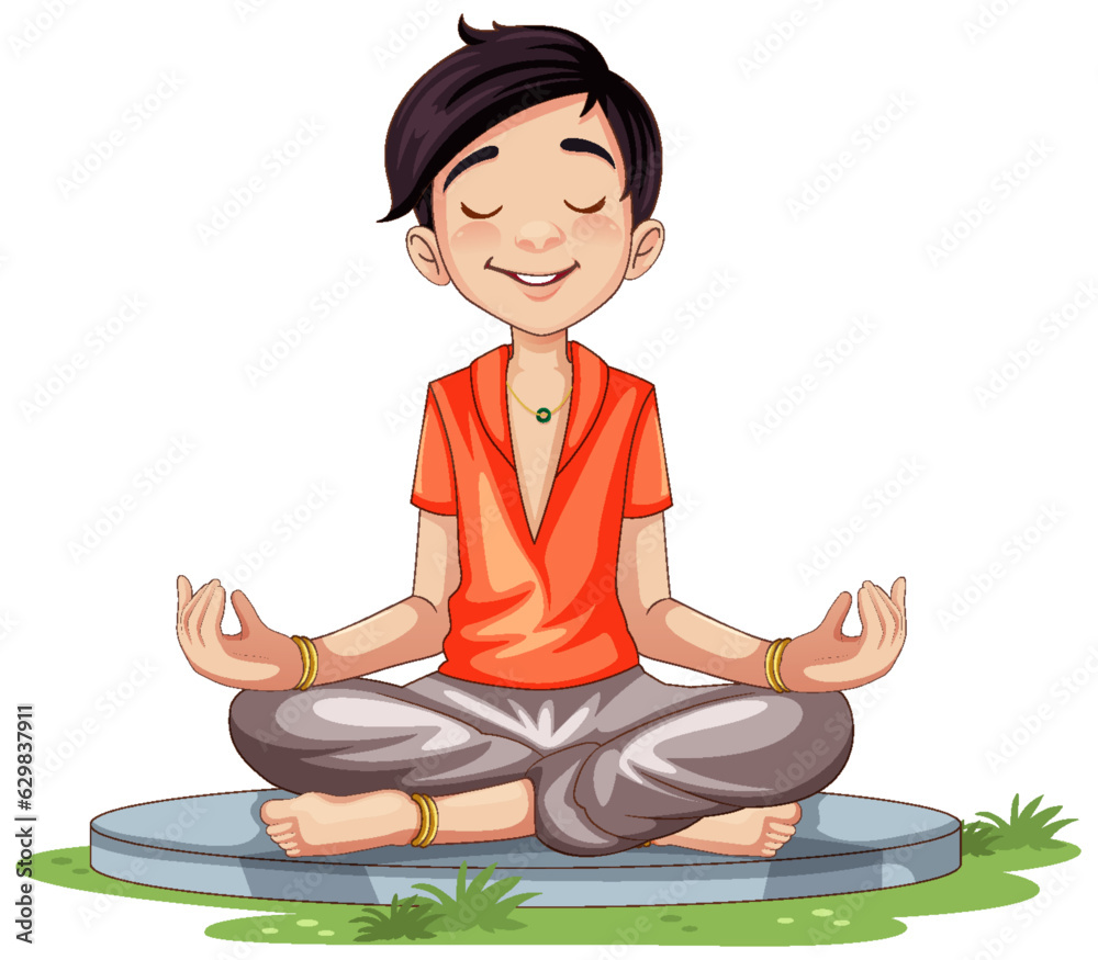 Canvas Prints Asian man cartoon practice meditation