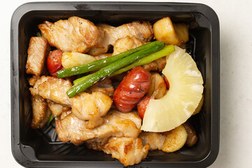 Grilled Pork Neck, Pineapple and Asparagus