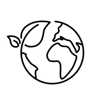 Earth and leaf line icon. Editable stroke