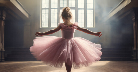 girl dreaming of becoming a ballerina. Generative AI