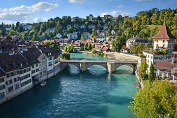 Fototapeta na wymiar Picturesque View of Bern by the Aare River - Switzerland