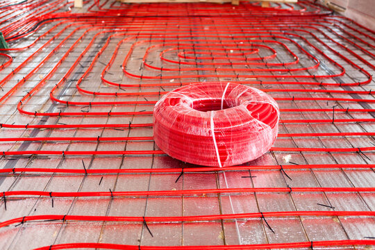 Laid pipes made of cross-linked polyethylene PEX for underfloor heating