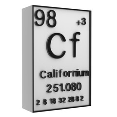 Californium,Phosphorus on the periodic table of the elements on white blackground,history of chemical elements, represents the atomic number and symbol.,3d rendering
