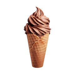 Chocolate cone ice cream isolated on a transparent background, created with Generative AI
