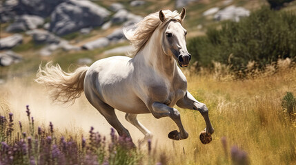 Obraz na płótnie Canvas Alpine wild horse in nature. Generative AI.