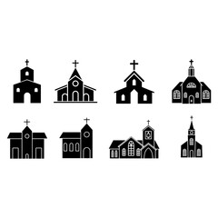 Church icon vector set. Religion illustration sign collection. Temple symbol. Christianity logo.