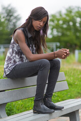 woman sitting on a bench