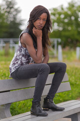 woman sitting on a bench