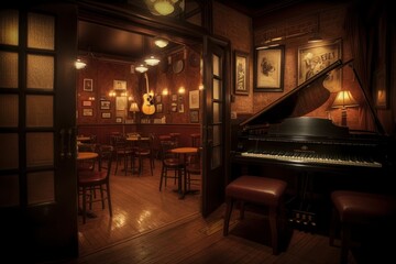 Generative AI illustration of vintage jazz club interior, Generative AI