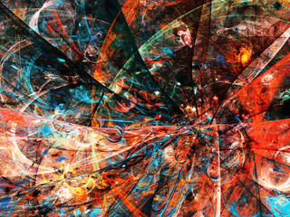 blue and red abstract fractal background 3d rendering illustration