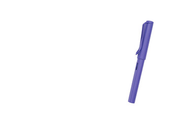 Purple fountain pen isolated on white background with clipping path. Copy space