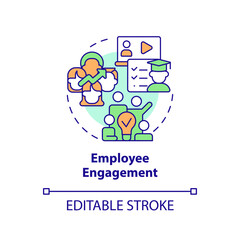 Editable employee engagement icon concept, isolated vector, sustainable office thin line illustration.