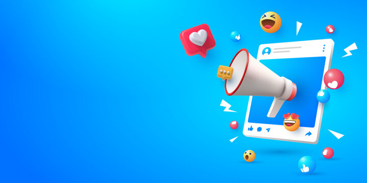 Naklejki social media banner marketing seo illustration