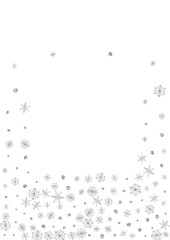 Grey Snowflake Background White Vector. Flake Ice Illustration. Luminous Dot Frosty. Silver Drop Pattern.
