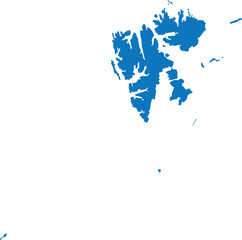 BLUE CMYK color detailed flat stencil map of the European country of SVALBARD AND JAN MAYEN on transparent background