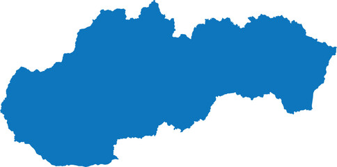 BLUE CMYK color detailed flat stencil map of the European country of SLOVAKIA on transparent background