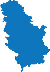 BLUE CMYK color detailed flat stencil map of the European country of SERBIA (with KOSOVO) on transparent background