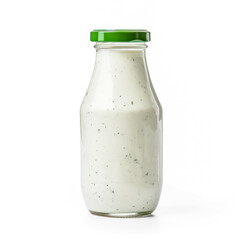 Ranch sauce in a glass bottle isolated on transparent background