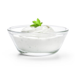 Ranch sauce in saucer side view isolated on transparent background - obrazy, fototapety, plakaty