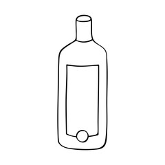 Hand drawn liquor bottle illustration. Alcohol drink clipart in doodle style. Single element for design