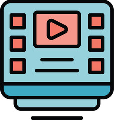 Fototapeta premium Video online study icon outline vector. Exam test. Computer education color flat