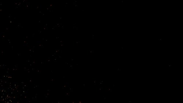 4K 3D Background of Abstract fire ash sparks rising up overlay. chaotic of fiery glowing flying ember burning ash particles. Raging Campfire Flames Flying Embers from fire. Burning ash rise from fire.