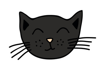 Hand drawn cat muzzle clipart. Cute pet face doodle