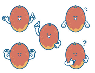 Illustration of mango character pose set