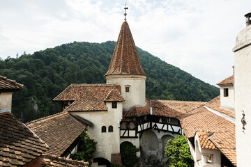 Fototapeta na wymiar The Bran Castle in Romania. Dracula medieval castle in Carpathians, Transylvania.