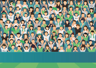 スポーツ観戦　応援する人たちのイラスト
