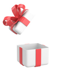 Opened gift box. 3D gift box. 3D illustration.