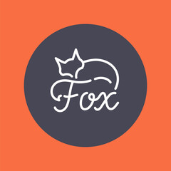 Minimalistic and stylish Fox emblem. Modern graphics. Vector illustration with text in a fashionable simple style.